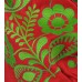 Boho Style Ukrainian Embroidered Dress "Boho Flowers" green on red 